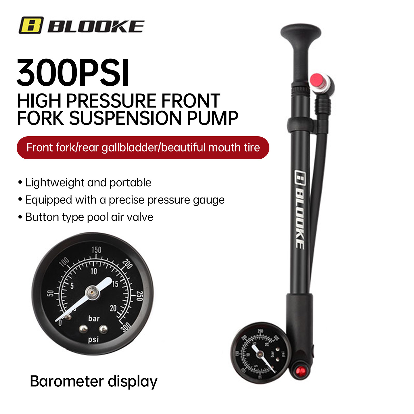 Mtb Fork Air - BLOOKE MTB hogedruk schokpomp draagbare luchtpomp